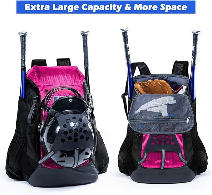 | Baseball Bag Softball Bat Bag, Double-layer Baseball Backpack Adult with Gear Klip To Hold Baseball Glove, Baseball Essential Gear, Youth Baseball Bag for Boys, Girls, Baseball Accessories