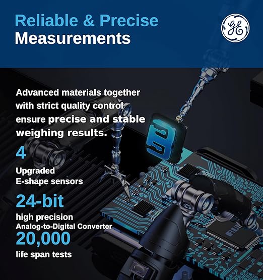 GE Smart Scale for Body Weight BMI Fat Muscle Mass with All-in-one LCD Display, Digital Bathroom Weight Scales Bluetooth Body Composition Analyzer with App, Accurate Weighing, 400 lbs / 180 kg