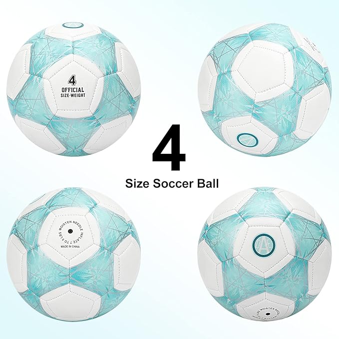 STEEFAN Teal/Blue/Pink Soccer Ball Size 4 for Kids Outdoor Play,Color Change Soccer Official Ball with Needles and Air Pump,Gift Idea for Kid Teen Boy Girl Junior Women,Indoor Outdoor Game Soccer Ball