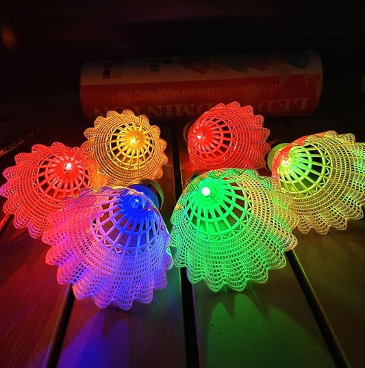 Leadge LED Shuttlecock Badminton Birdies, Shuttlecock Dark Night Nylon Glow Glow Birdies Lighting for Outdoor Indoor Sport Activities (6Packs) (Multi Color)