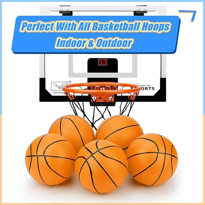 6 Inch PVC Mini Basketball Toys for Indoor Hoops, Soft 6" Rubber Small Repacement Ball for Over Door Hoop Sets, Little Basketballs for Kids Toddler, Lawn Outdoor, Beach, Pool(6 PCS with Air Pump)