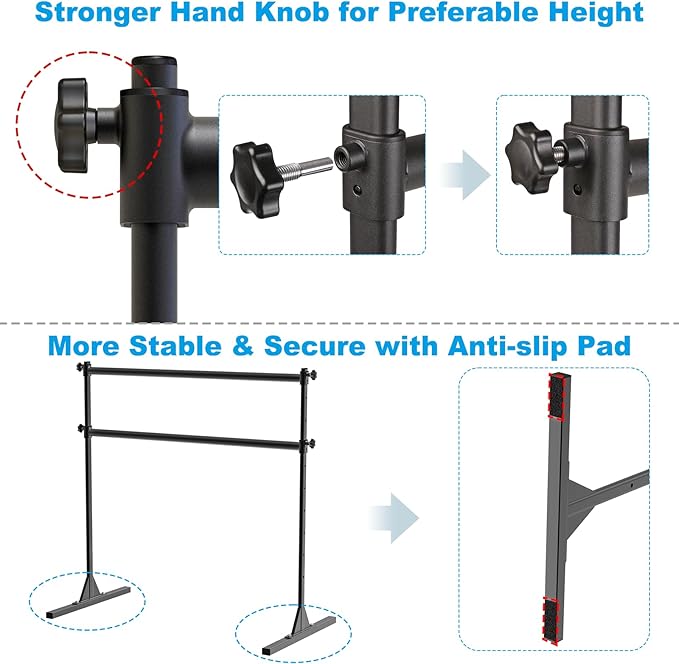 4FT/5FT/6FT Freestanding Ballet Barre 10 Height Adjustable from 11 to 47 inch Ballet Bar 350 lbs Capacity Portable Double Dance Bar for Home Workout and Stretch
