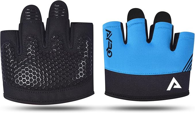 AYRO Minimal Workout Gloves, Short Partial Gym Weight Lifting Gloves Grip Pads for Men & Women with Full Palm Protection & Extra Grip, Best for Weightlifting, Training, Gym & Hand Support