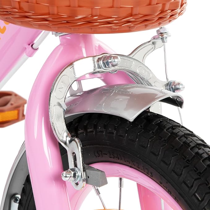 JOYSTAR Vintage Kids Bike with Training Wheels & Basket, 12 14 16 Inch Girls Bike for 2-7 Years Old, Children Bicycles, Multiple Colors