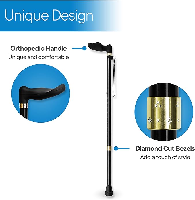 RMS Orthopedic Walking Cane - Offset Cane to Fit Individual's Palm Naturally - Ideal for Anyone with Arthritis or Carpal Tunnel Syndrome (Choose Left Hand or Right Hand)