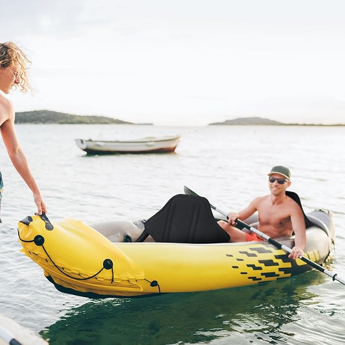 Lewtemi 4 Pack Padded Kayak Seat Fishing Boat Seat with Back Support and Storage Bag Detachable Paddle Board Seat Canoe Seat with Adjustable Back Strap for Summer Sup Canoe Universal Sit, Black