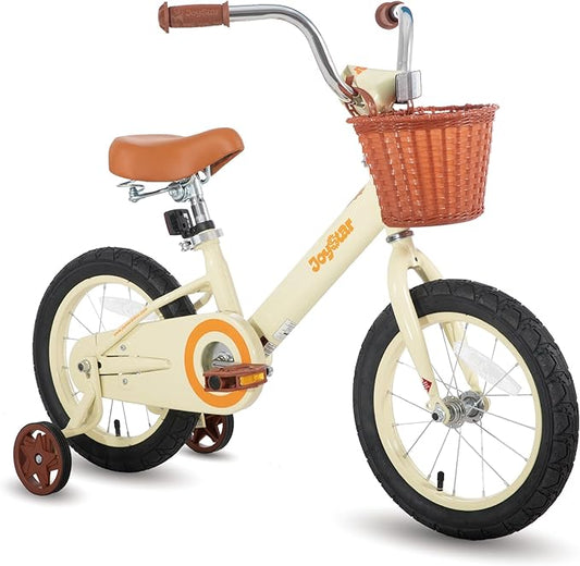 JOYSTAR Vintage Kids Bike with Training Wheels & Basket, 12 14 16 Inch Girls Bike for 2-7 Years Old, Children Bicycles, Multiple Colors