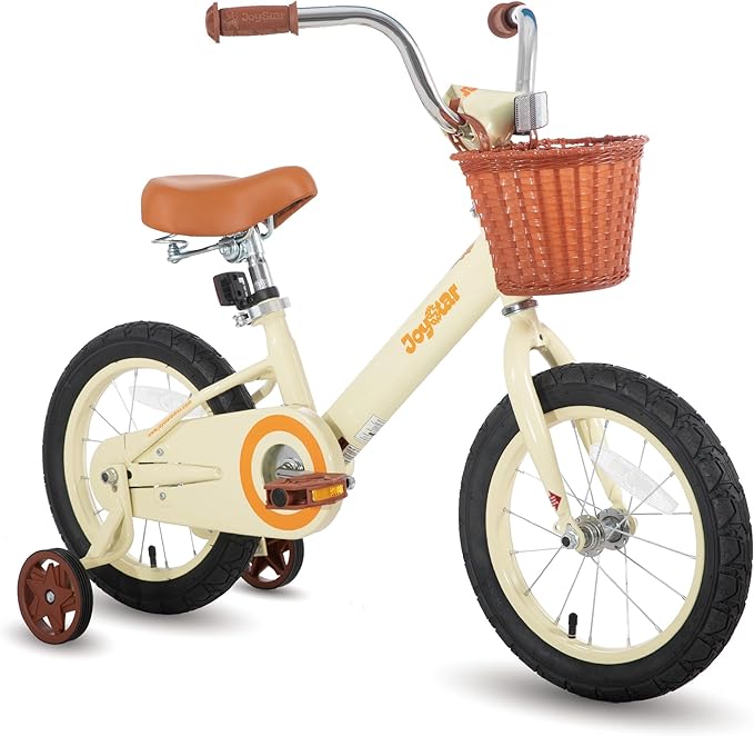 JOYSTAR Vintage Kids Bike with Training Wheels & Basket, 12 14 16 Inch Girls Bike for 2-7 Years Old, Children Bicycles, Multiple Colors