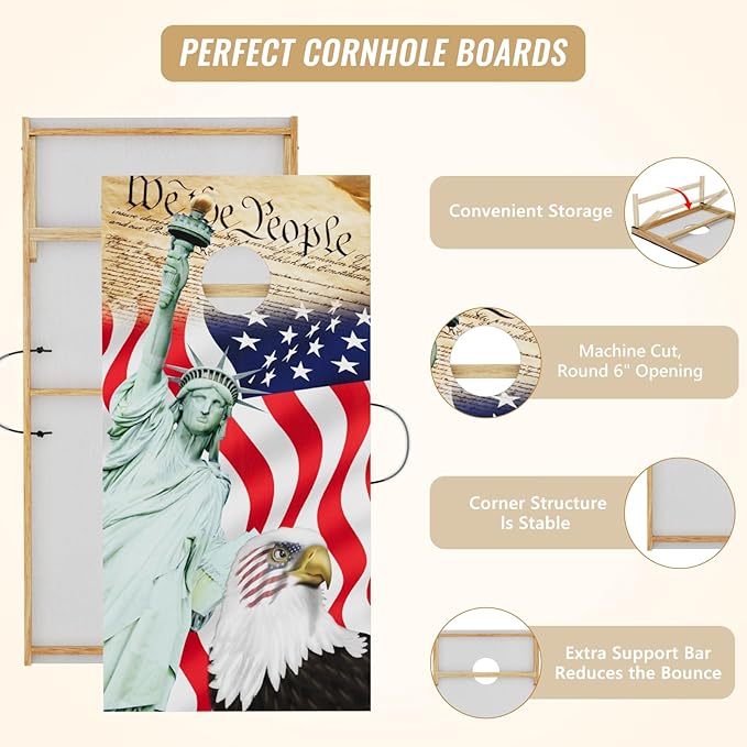 Cornhole Board Set,Corn Hole Games for Adults Outdoor,2X4FT Solid Wood Regulation Cornhole Boards with 8 Cornhole Beans Bags & Carry Case