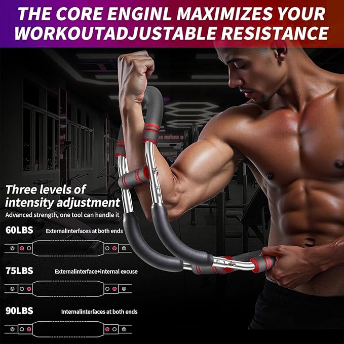 Twister Arm Trainer, Adjustable Chest Workout Equipment Upper Body Strength Training, Portable Power Twister Bar with Detachable Design, Arm Trainer, Home Gym & Travel Fitness Tool