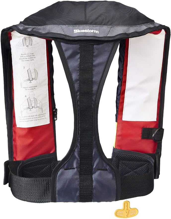 BLUESTORM Stratus 35 Inflatable Life Jacket PFD for Adults | US Coast Guard (USCG) Approved Automatic Self Inflating Life Vest Preserver with Manual Ripcord