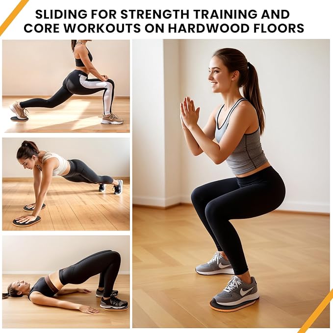 MUYOS Sliders for Working Out, Floor Sliders for Exercise, Sliding Discs for Hardwood Floors – Core and Strength Training, Protects Floors, Ideal for Home Gym Fitness