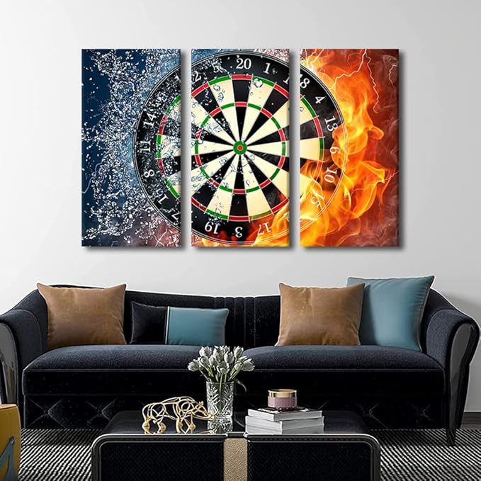 Dart Target Office Wall Art Canvas Darts Pictures Bullseye Wall Painting for Bedroom Wall Art for Living Room Contemporary Artwork Modern Home Posters Framed Wall Art Ready to Hang - 28"Wx42"H