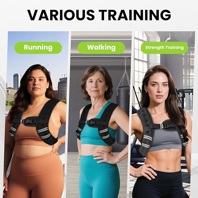 GEEBOBO Weighted Vest for Women Men, 8lb/12lb/16lb/20lb/25lb/30lb Weighted Vest Woman Adjustable Weights for Walking, Strength Training, Running, Muscle Building