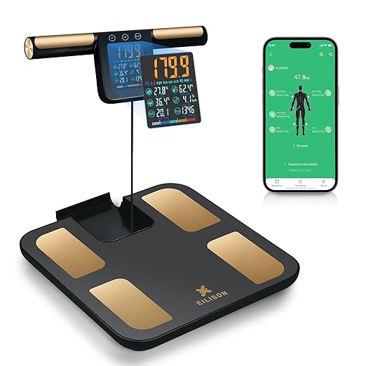 EILISON Smart Scale for Body Weight: 8-Electrode Digital Bathroom Scale for Fat BMI Muscle Body Composition Analyzer 32 Biometric Bluetooth Highly Accurate Weighing Machine,400lbs (Grey)