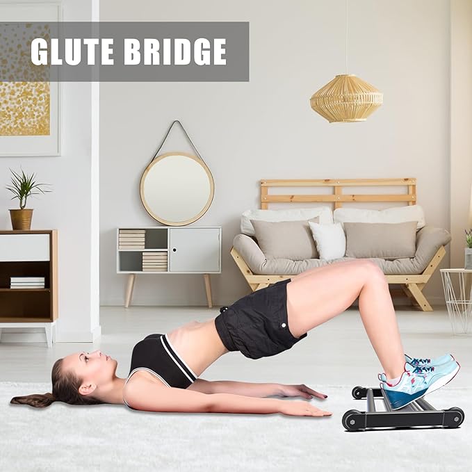 Glute Ham Glider, Multi-Functional Hamstring Roller with Smooth Wheels, V-Bar for Hamstring Curls, Ab Glider Workout & Core Strength Training