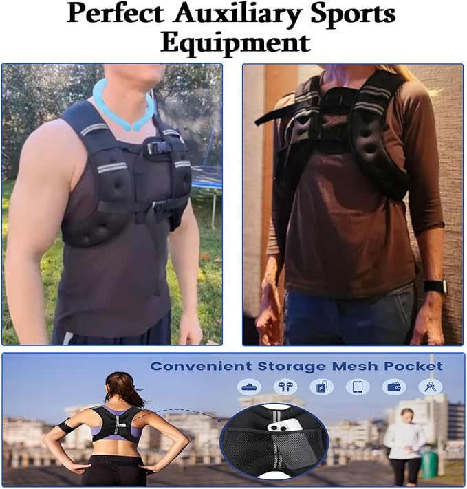 Weighted Vest for Women Men & Neck CoolingTube 2 pcs - Weighted Vest Woman,with Reflective Stripe Adjustable Safety Buckle,Men Womens weighted vest for Walking 6.6LB(3kg)11LB(5kg)17.6LB(8kg)22LB(10kg)