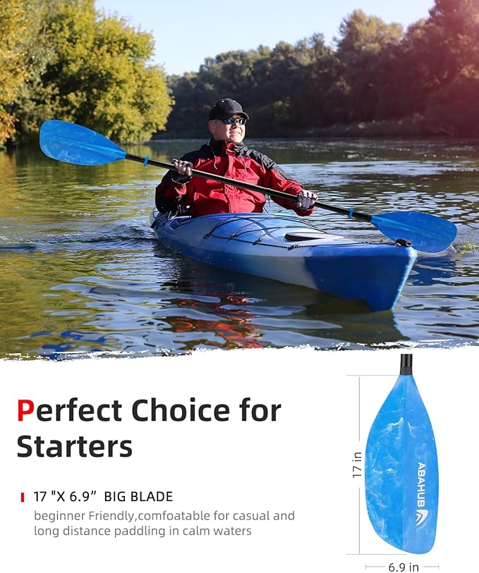 Abahub Adjustable Kayak Paddle 210-230 cm/ 230-250 cm Floating Kayaking Oars Boating Oars Canoeing Oars Black