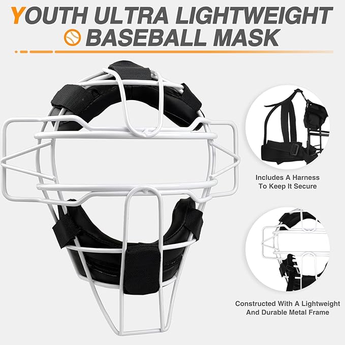 Baseball Catcher Mask Umpire Mask,Full-Face Protection Mask for Baseball,Lightweight Secure Fit Provides Maximum Protection and Comfort – Does Not Obstruct View