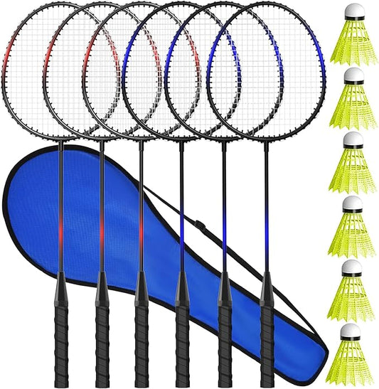 KH Badminton Rackets Set of 2 4 6 for Adults Kids,Beach Lawn Backyard Game Outdoor Sports,Racquets,Shuttlecocks & Carry Bag Included