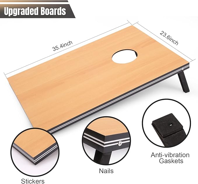 Cornhole Set 4x2 and 3X2 Regulation Size Corn Holes Sets with Carrying Bags & 8 Bean Bags Cornhole Boards Bean Toss Games for Adults Family Outdoor Beach Lawn Outside Backyard Games