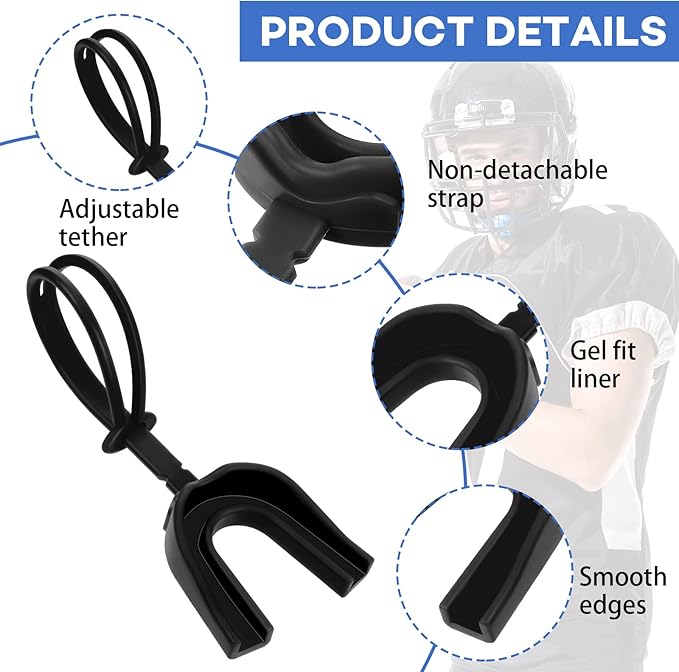 Dunzy 20 Pcs Strapped Mouth Guard Football Sports Mouthguard No Boil Mouthguard Adult Youth Football Mouthpiece Mouth Protector for Boxing Lacrosse Hockey Taekwondo