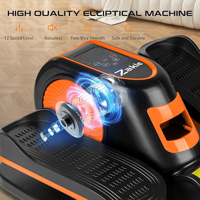 Zakle Under Desk Elliptical Machine, Electric Elliptical Training Machine w/Remote Control, 12 Speed Levels, Quiet Seated Pedal Exerciser for Home Office