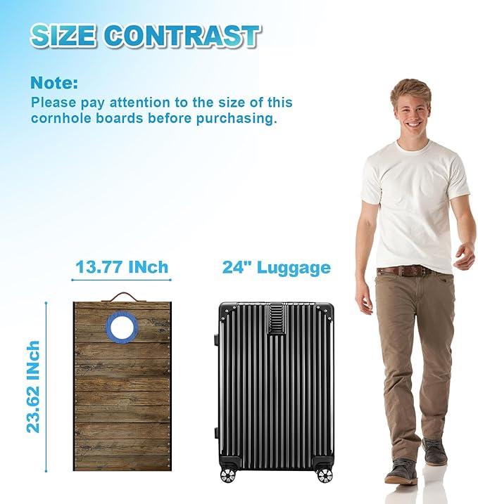 Portable Cornhole Board Set 2 ft x 1 ft Cornhole Set with 6 Bean Bags Foldable Cornhole Game for Kids and Adult Indoor or Outdoor Backyard Corn Hole Toss Games