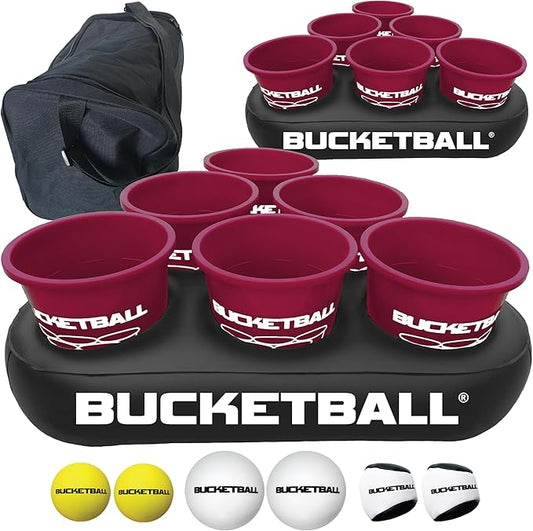 BucketBall | Team Color Edition | Party Pack (Maroon/Maroon): Original Yard Pong Game: Best Camping, Beach, Lawn, Outdoor, Family, Adult, Tailgate, Jumbo, Giant Game