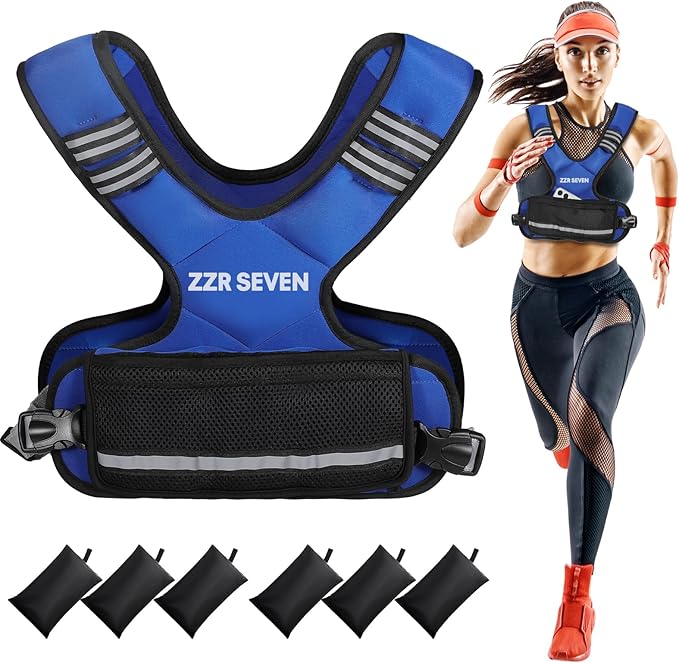 Weighted Vest for Women and Men, 4-10lbs/11-20lbs Adjustable Weighted Vest with 6 Iron Sand Weights, Running Vest for Strength Training, Workout, Running, Fitness, Weight Loss