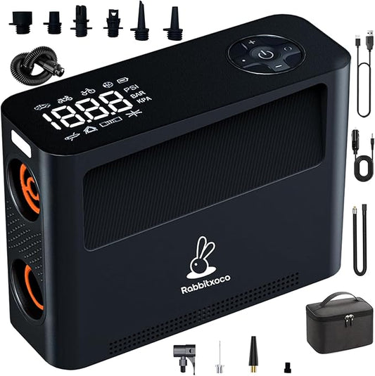 Paddle Board Pump 10 Pump Modes SUP Air Pump 500L Airflow/min Tire Inflator Portable Air Compressor 4X Speeds Electric Air Pump Suitable All Model Tires, Tents, SUP, Air Mattess, Kayak