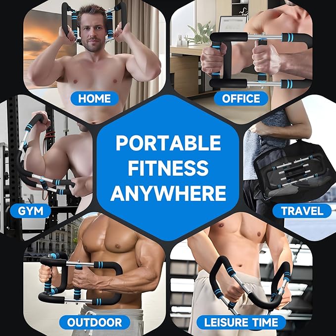 Twister Arm Trainer, Adjustable Chest Workout Equipment 40-130lb, Arm Trainer with 4 Spring, Chest Exerciser for Men, Detachable Power Bar Fitness Machine for Chest Clip Muscle