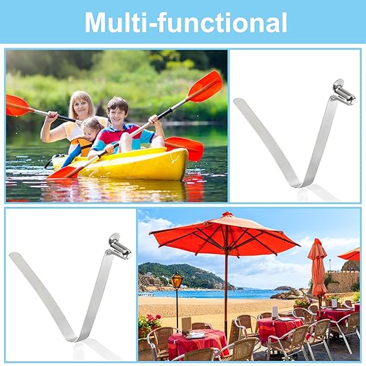 PATIKIL 11x6mm Kayak Paddle Snaps, 16 Pack Tent Pole Clips Steel V Shaped Single Pin Push Button Spring Clips Lock Tube Pole Clips for Camping Awning