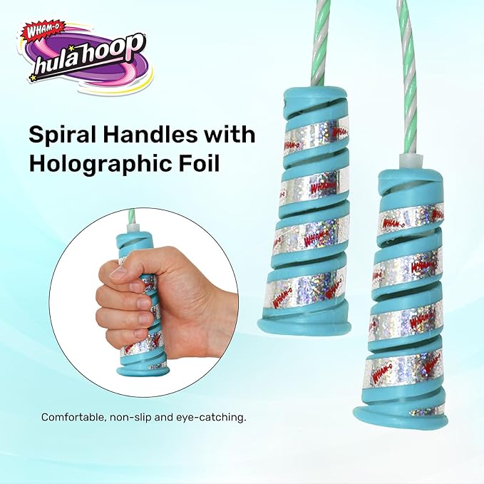 Wham-O Hula Hoop Jump Rope, 7 Feet Skipping Rope with Spiral Handles, for Indoor Outdoor Fitness Exercise Weight Loss