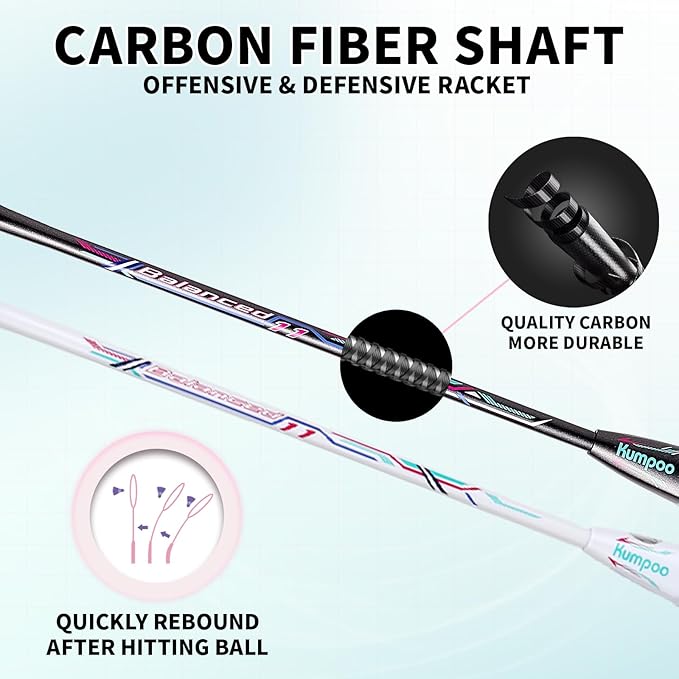 Badminton Racket Carbon Fiber Racquet, Professioanl Racket Badminton Set with Overgrip and Cover, Pro 4U Racket Lightweight for Outdoor Games, Gym, Competitions