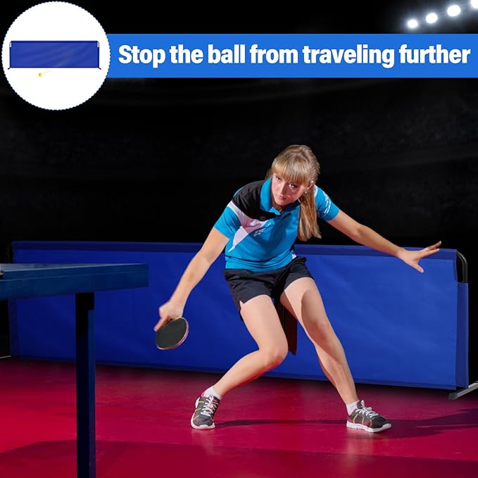 2 Pcs 92" x 27.5" Table Tennis Baffle Barrier Table Tennis Field Fence 420d Oxford Cloth Court Surround Barrier Block for Quicker and Easier Pick Up, Blue