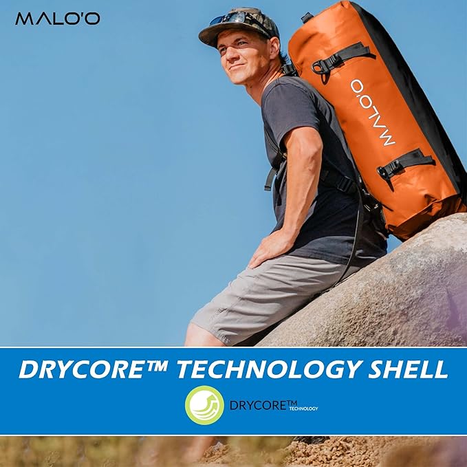 Malo'o Airtight Waterproof Adventure Duffle - Ideal for Kayaking, Camping, Beach, Fishing, Boating, Hiking - Water-Tight Zipper