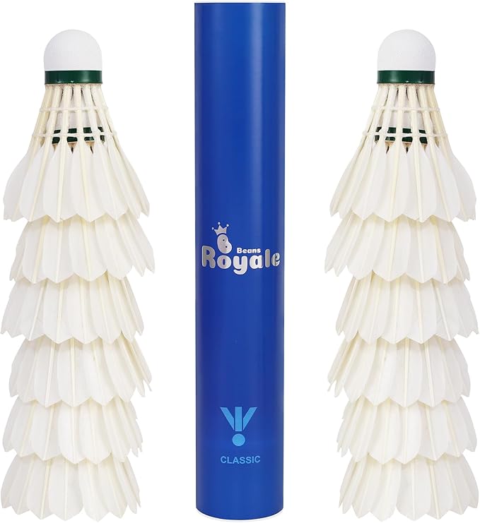 Badminton Shuttlecocks 12-Pack (All Round Feather) Duck Feather with Great Durability Stability and Balance,Suitable for Professional Training Or Family Outdoor Sports (Duck Feather)