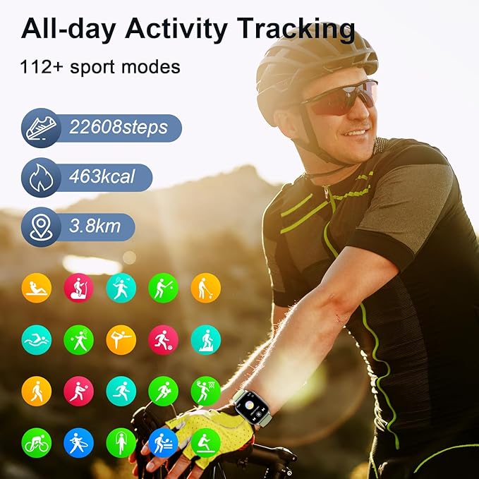 Smart Watch for Men Women Fitness: Make/Answer Call Smart Watches for Men Digital Mens Watches Step Tracker Waterproof Smartwatch Android Phone iPhone Samsung Compatible Heart Rate Monitor Light Blue