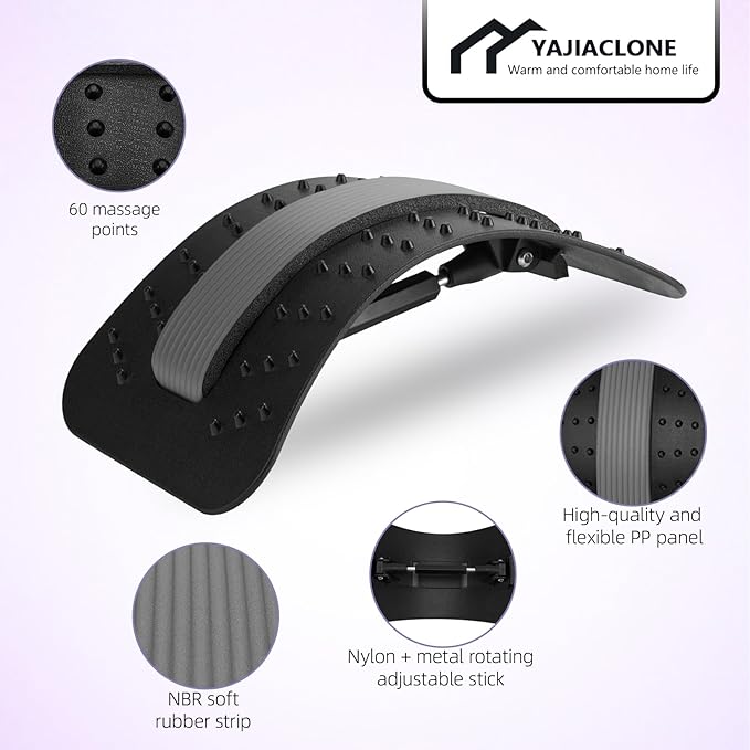 YAJIACLONE Back Stretcher for Lower Back Pain Relief，Adjustable, Portable, Durable-Unique Yoga and Gym Runner Gifts，Sports Fitness Relaxations Gift，Home Office Travel Essentials.