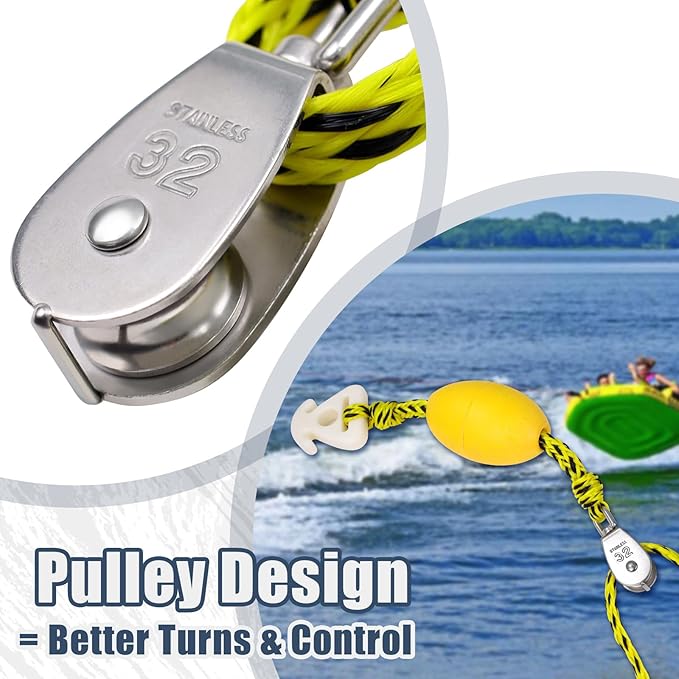 Boat Tow Rope with Stainless Steel, Ropes for Towable Tubes Jet Ski Accessories