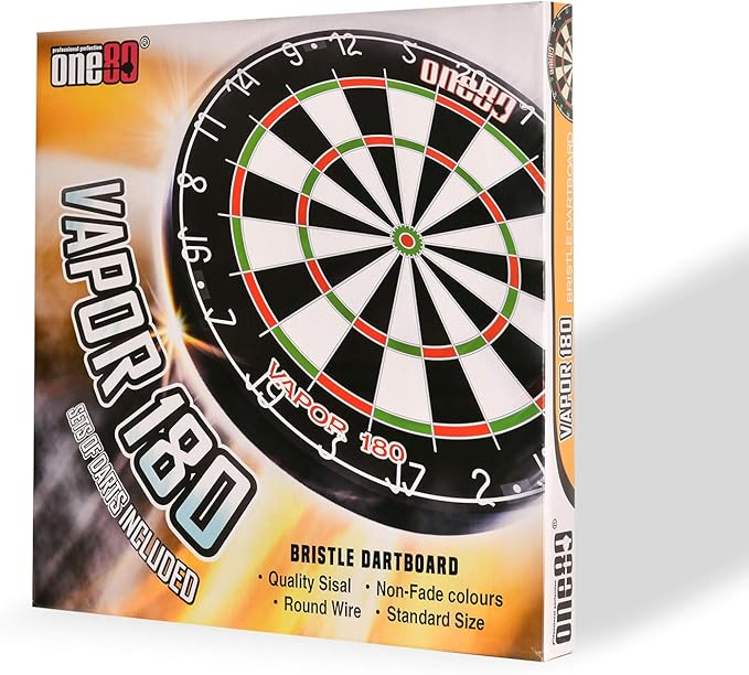 Vapor 180 Bristle Dartboard Staple Free Bullseye Steeltip Darts Extra Flights