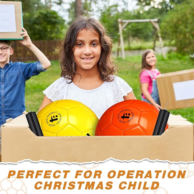 24 Pack Operation Christmas Deflated Soccer Balls with Pump Bulk Items, Machine Stitched Soccer Ball for Outdoor Indoor Training Sports, Birthday Gift Party Supplies