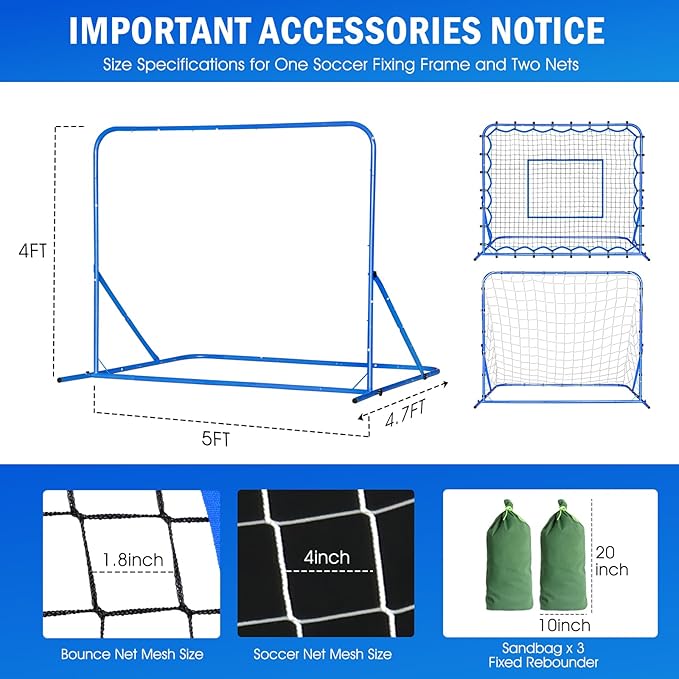 Dual-Mode Soccer Goal Net & Soccer Rebounder Net,Premium Durability for Intense Shooting Training,Quick-Switch Angle Soccer Training for Control,Passing Practice,Soccer Gifts for Kids Teen Adult