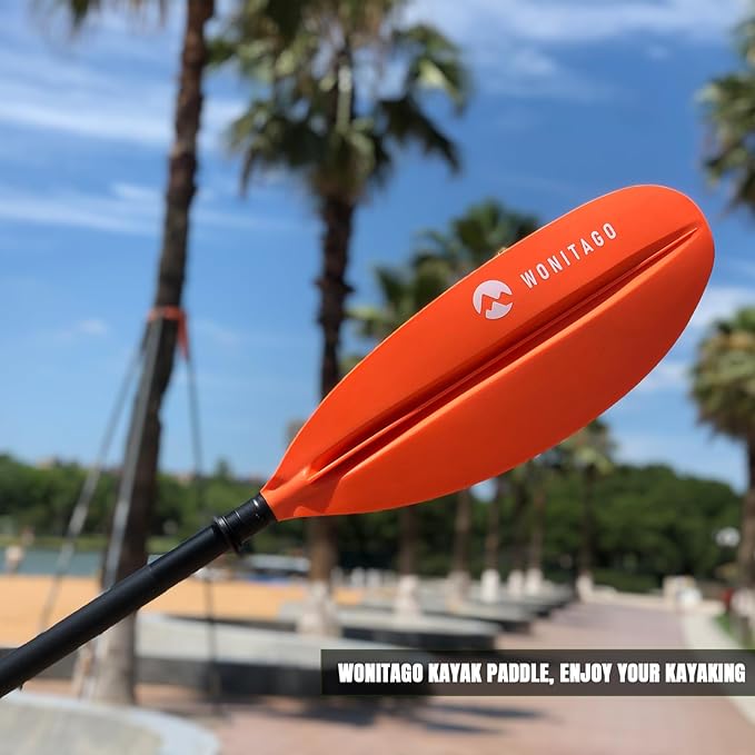 Kayak Paddle with Aluminum Shaft and Reinforced PP Blade, Floating Kayak Oar for Kayaking Canoeing and Boating, 220 cm/86 inches - 230 cm/90 inches