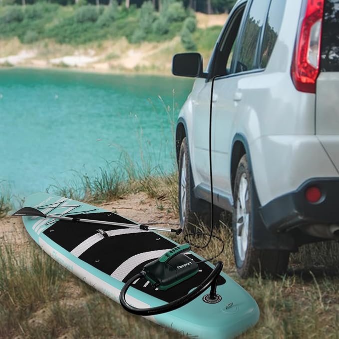 FBSPORT 20PSI High Pressure SUP Vehicle Electric Air Pump, Inflation Paddle Board Pump for Stand Up Paddle Boards, Inflation & Deflation Function Quick Air Inflator for Paddleboards