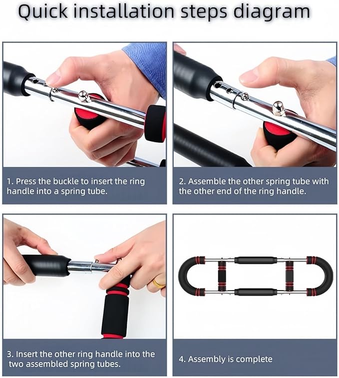 Twister Arm Exerciser,80-110lb Adjustable Spring Workout Bar, Forearm Triceps Chest Enhanced Exercise Strengthener,Portable Home Fitness Equipment, Detachable Design Fitness Anywhere