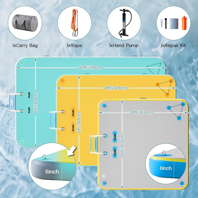 Specraft Inflatable Floating Dock, Non-Slip Air Dock Platform loating Island Raft with Rope Ladder for Pool Lake Beach Ocean