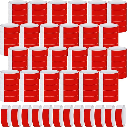 Tudomro 2400 Pack Neon Paper Wristbands Bulk - Waterproof, Lightweight, Adhesive - Concert, Events, Party for Hand Wrist Arm Identification(Red)