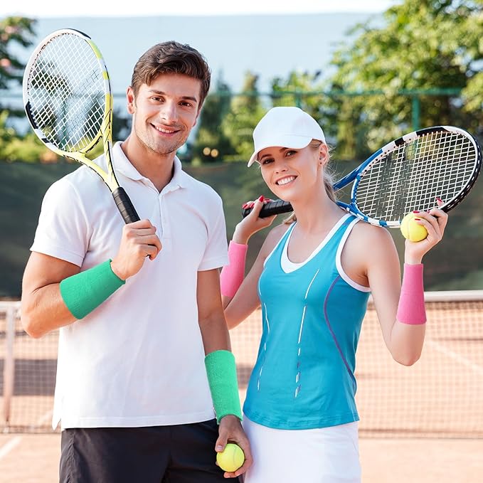 WILLBOND 6 Inch Wrist Sweat Bands for Men Women Tennis Elastic Athletic Long Sweatband Wrist Absorbent for Basketball Tennis Running Outdoor Activity